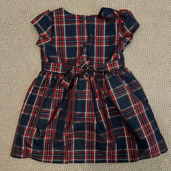 Wonder Nation Girl's Blue Silver and Red Plaid Fancy Holiday Dress - - Picture 7 of 7